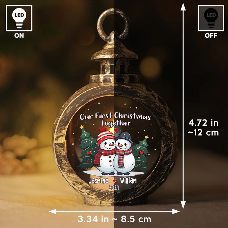 Custom Name First Christmas Couple Gifts - Personalized Candlelight Lantern Ornament
