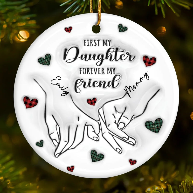 The Miracle Of A Mom Is In Her Love - Family Personalized Custom 3D Inflated Effect Printed Ornament - Ceramic Round Shaped - Christmas Gift For Mom, Daughter