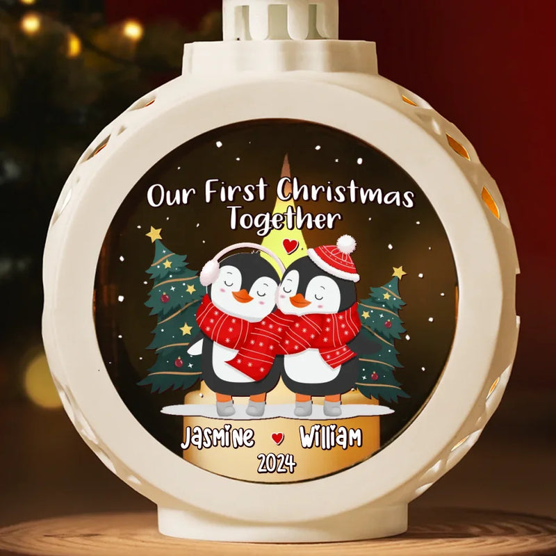 Custom Name First Christmas Couple Gifts - Personalized Candlelight Lantern Ornament