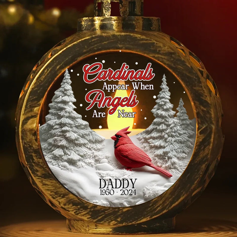 Custom Cardinal Memorial Christmas Gifts - Personalized Candlelight Lantern Ornament