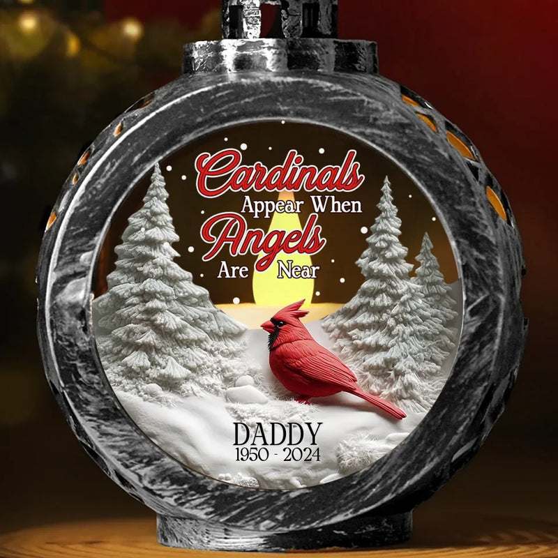 Custom Cardinal Memorial Christmas Gifts - Personalized Candlelight Lantern Ornament