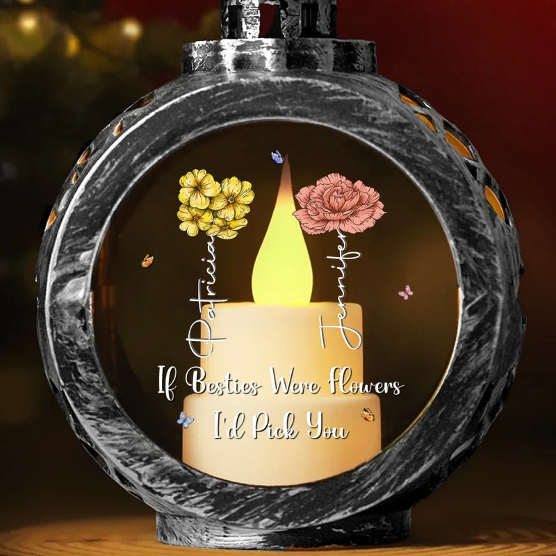 Happiness Is Your Best Friend Being Your Sister - Bestie Candlelight Lantern Ornament - Christmas Gift For Best Friends, BFF, Sisters