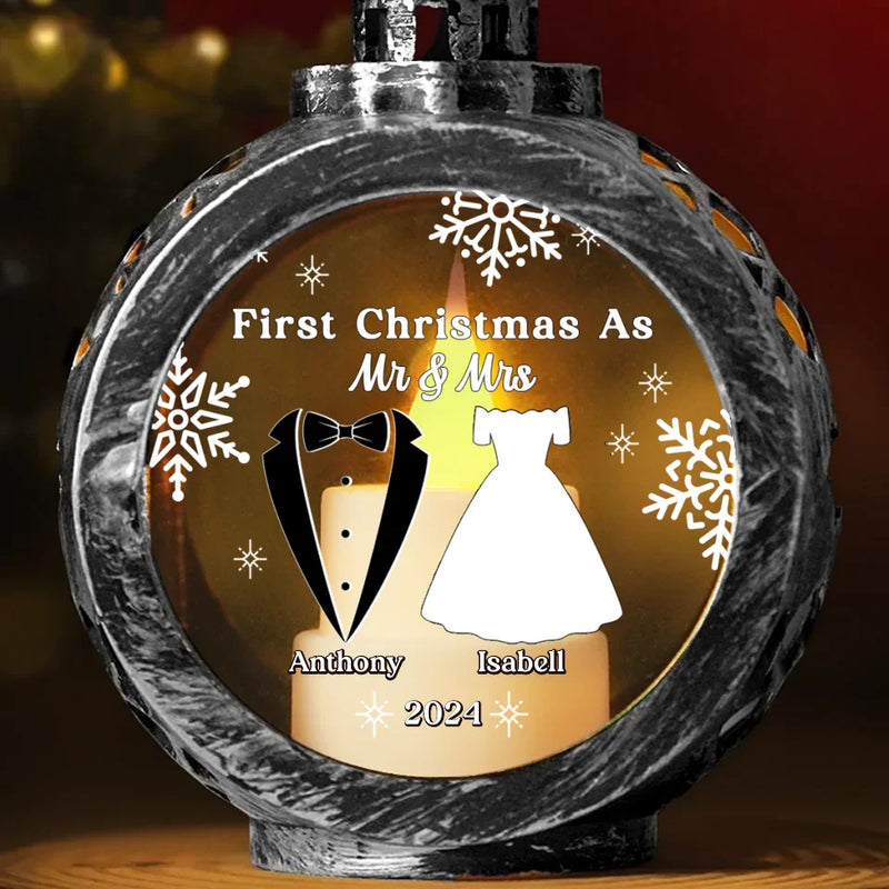 Two Hearts One Journey Filled With Love - Couple Personalized Custom Candlelight Lantern Ornament - Christmas Gift For Husband Wife, Anniversary, LGBTQ+