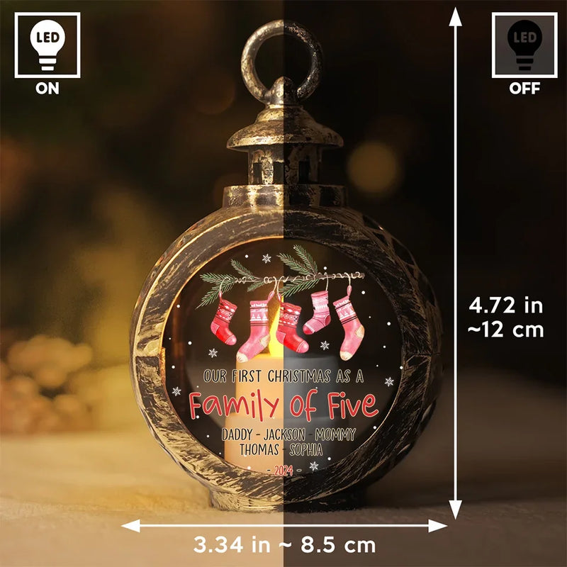 Wrapped In Love And Holiday Cheer - Family Personalized Custom Candlelight Lantern Ornament - Christmas Gift For Family Members, First Christmas