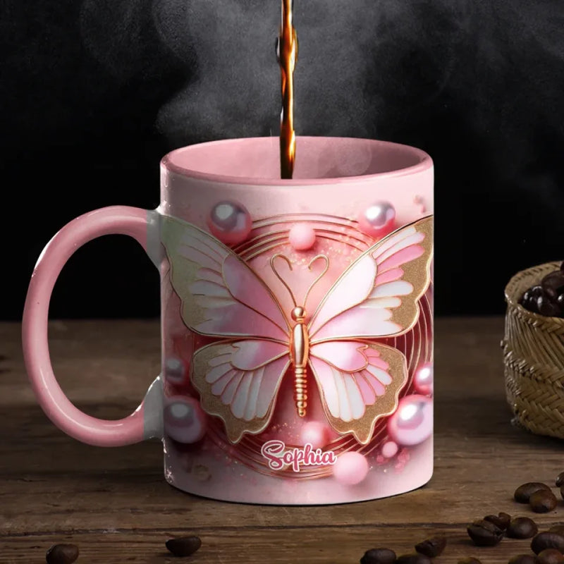 Love Is Like A Butterfly, Rare And Gentle - Bestie Personalized Custom 3D Inflated Effect Printed Accent Mug - Birthday Gift, Christmas Gift For Best Friends, BFF, Sisters, Mom, Daughter