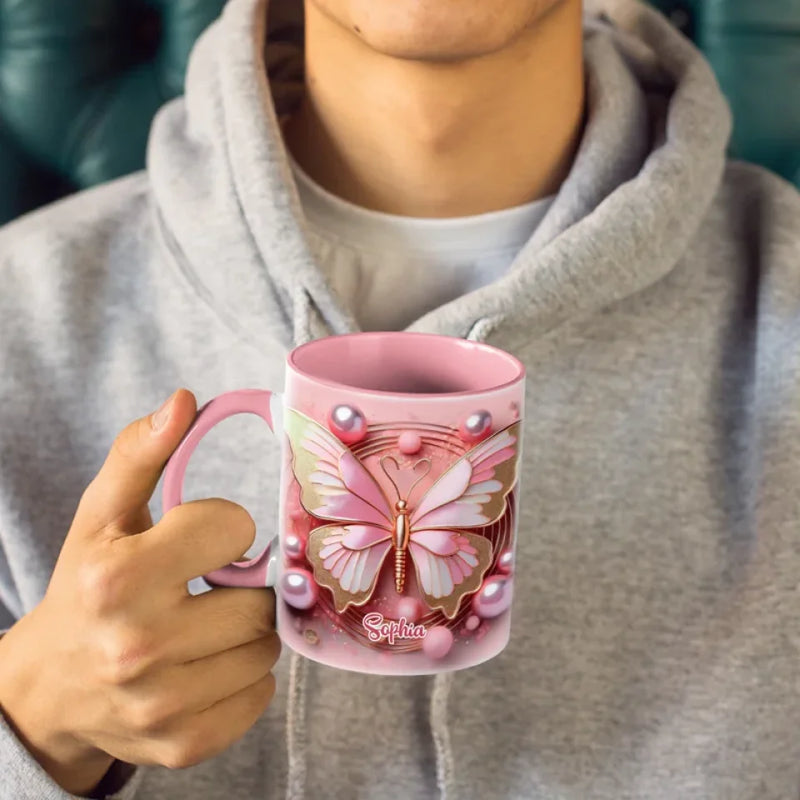 Love Is Like A Butterfly, Rare And Gentle - Bestie Personalized Custom 3D Inflated Effect Printed Accent Mug - Birthday Gift, Christmas Gift For Best Friends, BFF, Sisters, Mom, Daughter