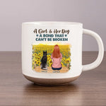 Custom Name Girl and Her Dog Gifts for Dog Lovers - Personalized Pottery Mug