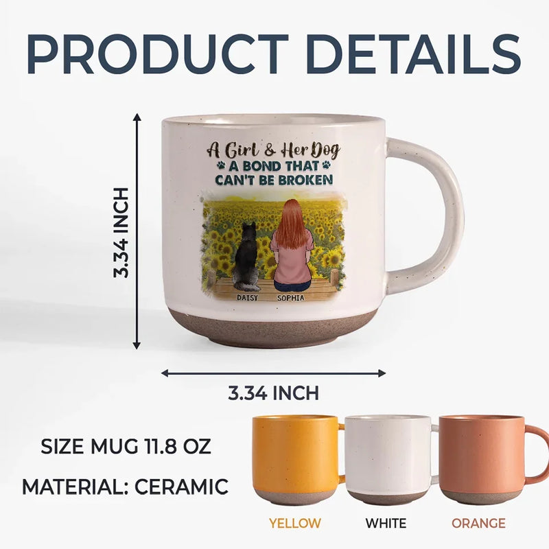 Custom Name Girl and Her Dog Gifts for Dog Lovers - Personalized Pottery Mug