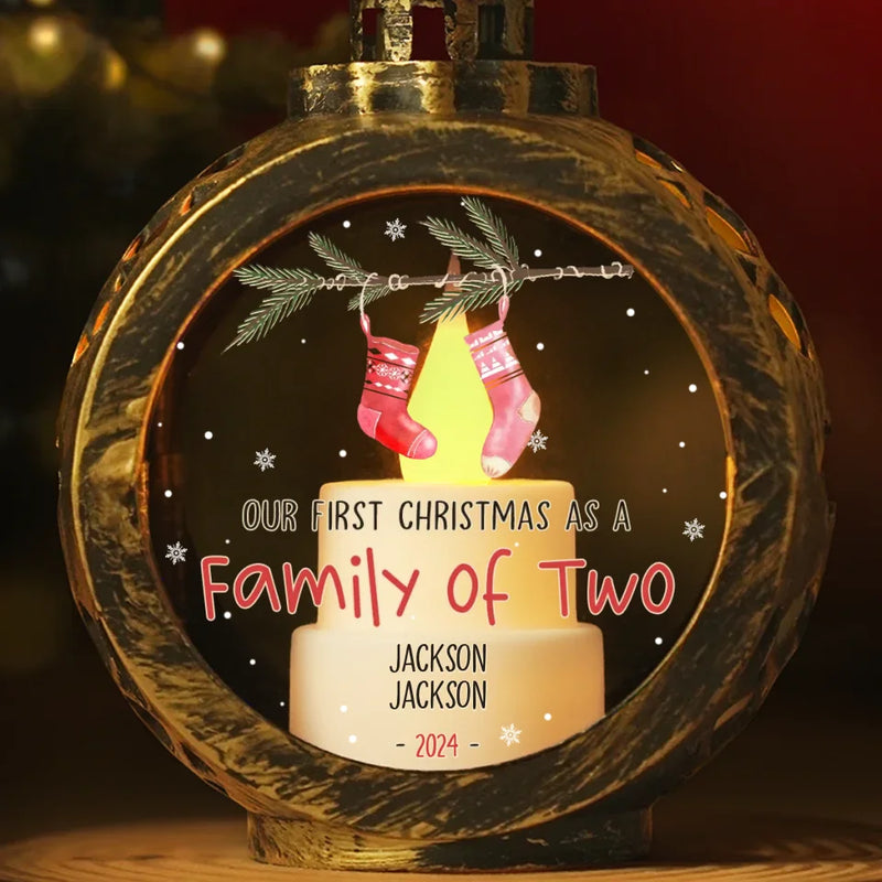 Wrapped In Love And Holiday Cheer - Family Personalized Custom Candlelight Lantern Ornament - Christmas Gift For Family Members, First Christmas
