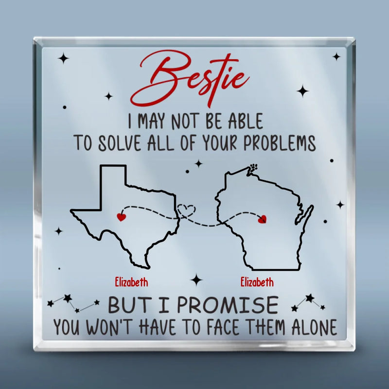 Miles Apart, But Forever Connected - Bestie Personalized Custom Square Shaped Acrylic Plaque - Gift For Best Friends, BFF, Sisters