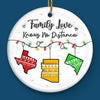 Long Distance Together Forever, Never Truly Apart - Family Personalized Custom Ornament - Ceramic Round Shaped - Christmas Gift For Family Members