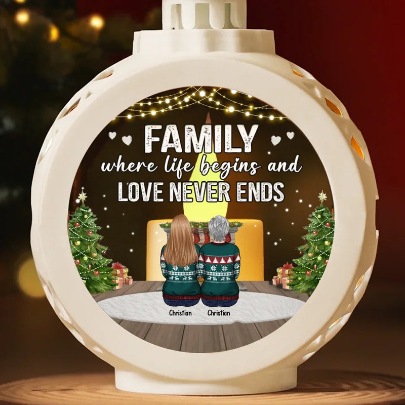 Family Where Life Begins And Love Never Ends - Family Personalized Custom Candlelight Lantern Ornament - Christmas Gift For Family Members