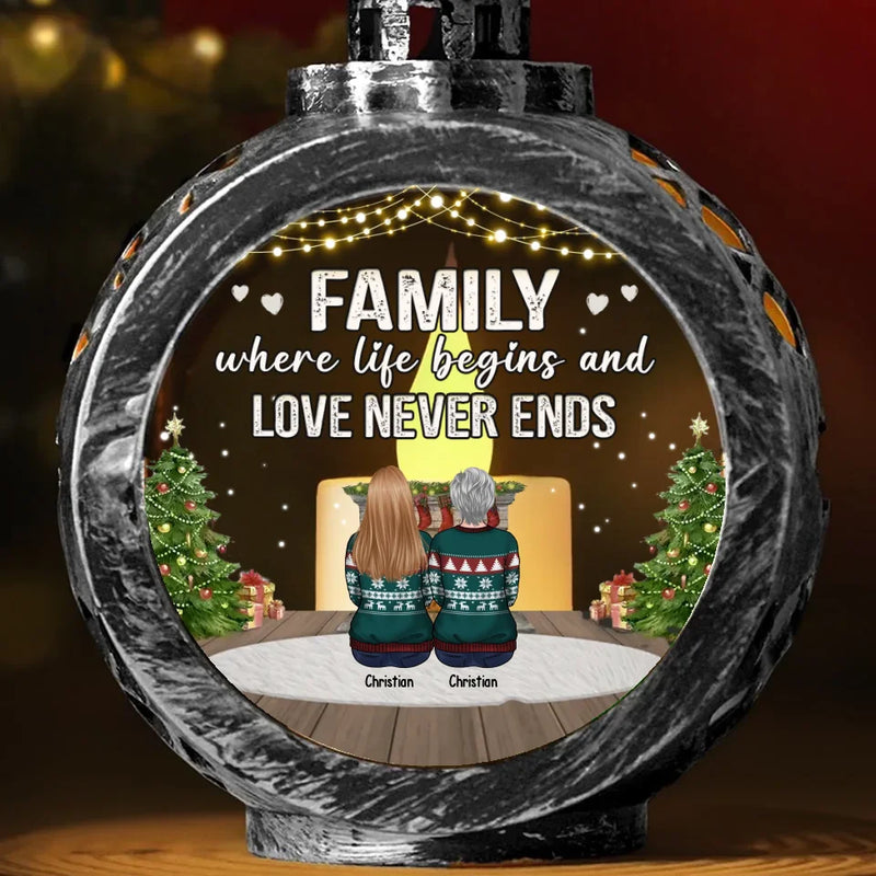 Family Where Life Begins And Love Never Ends - Family Personalized Custom Candlelight Lantern Ornament - Christmas Gift For Family Members