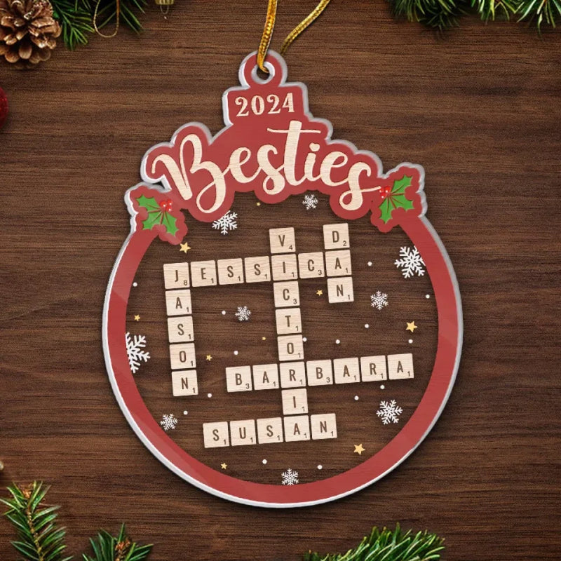 My Besties Knows How To Sparkle At Christmas - Bestie Personalized Custom Ornament - Acrylic Custom Shaped - Christmas Gift For Best Friends, BFF, Sisters
