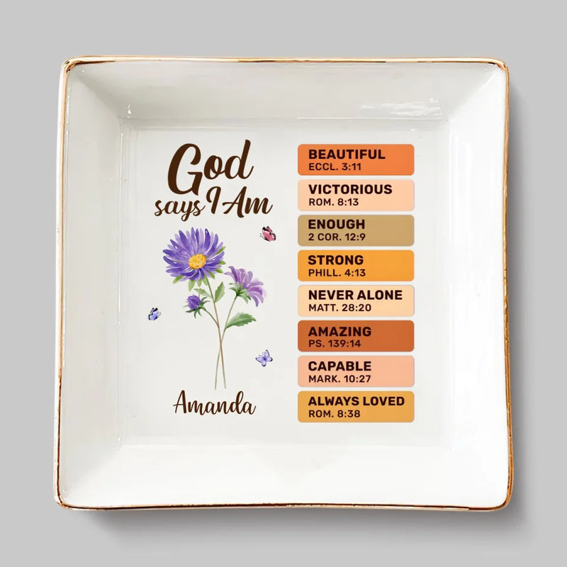 Custom Name Christian Affirmation Gifts - Personalized Jewelry Dish