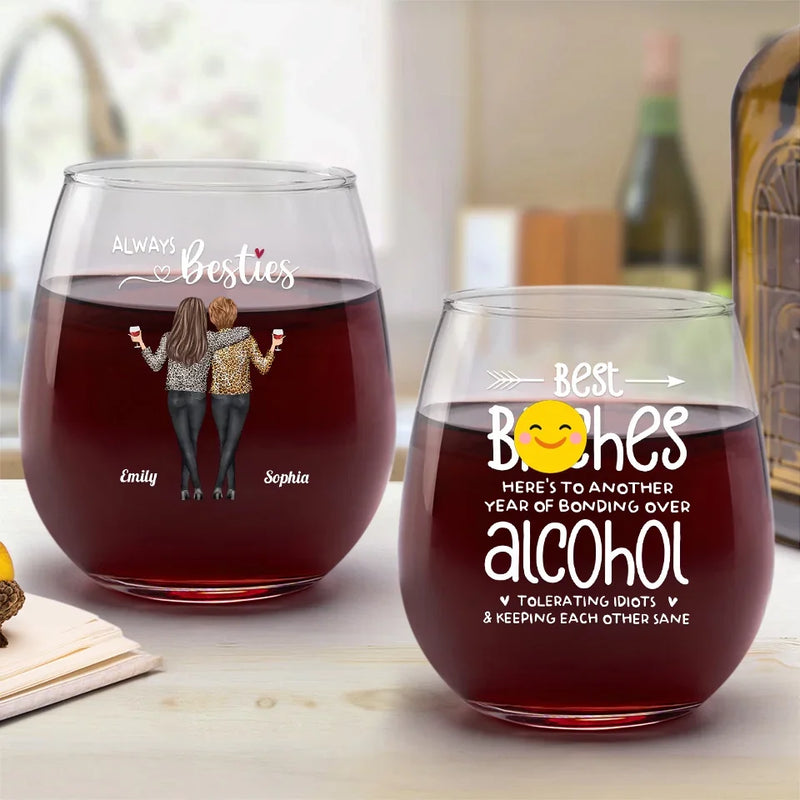You Are Always My Lovely Soulmate - Bestie Personalized Custom Wine Glass - Gift For Best Friends, BFF, Sisters