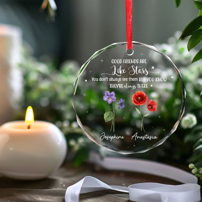 If Friends Were Flowers, I'd Pick You - Bestie Personalized Custom Circle Glass Ornament - Christmas Gift For Best Friends, BFF, Sisters