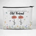 Custom Name Old Friends Flower Gifts for Women - Personalized Cosmetic Bag