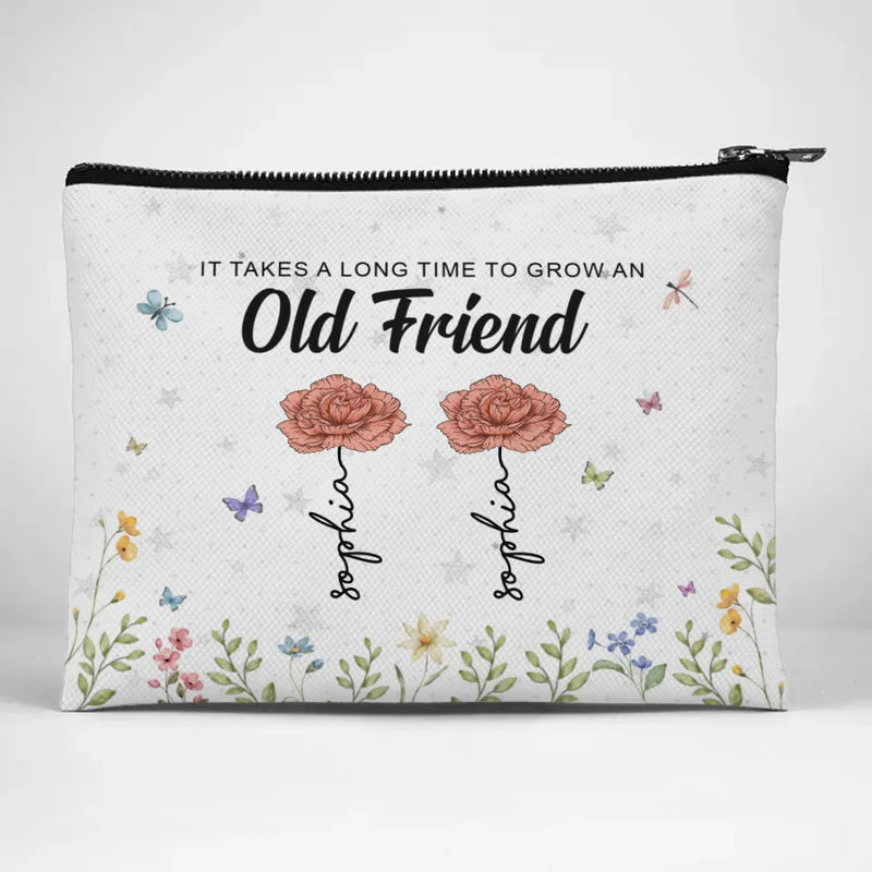 Custom Name Old Friends Flower Gifts for Women - Personalized Cosmetic Bag
