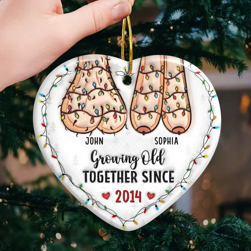 Custom Name Christmas Anniversary Gifts for Couples - Personalized Ceramic Ornament