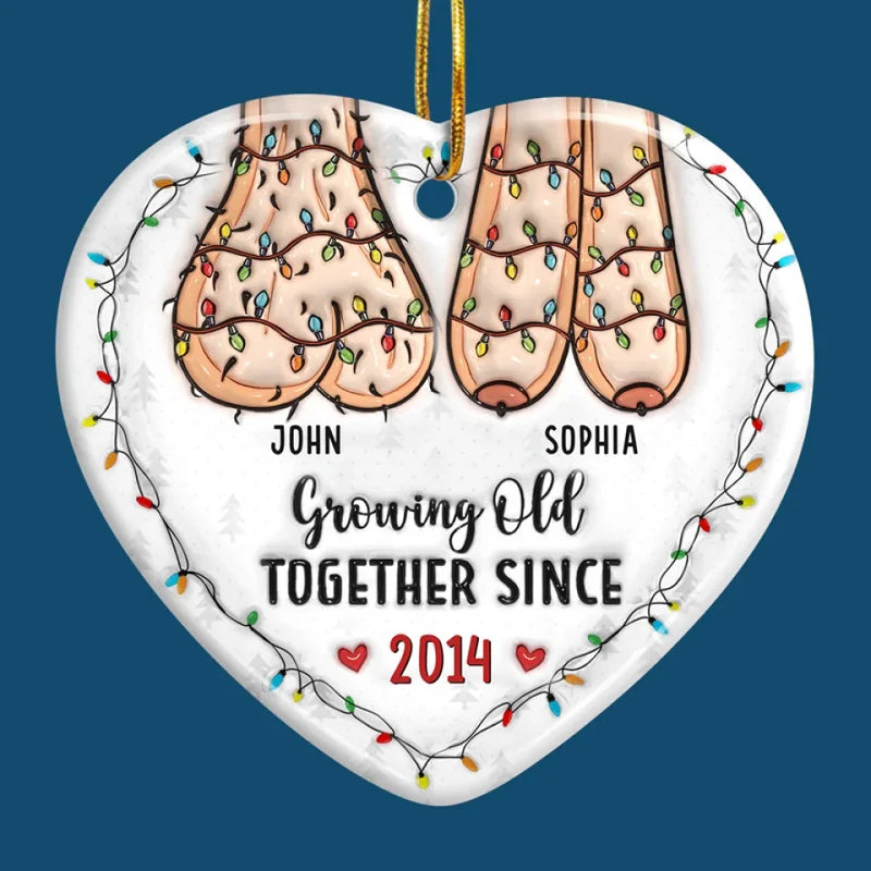 Custom Name Christmas Anniversary Gifts for Couples - Personalized Ceramic Ornament