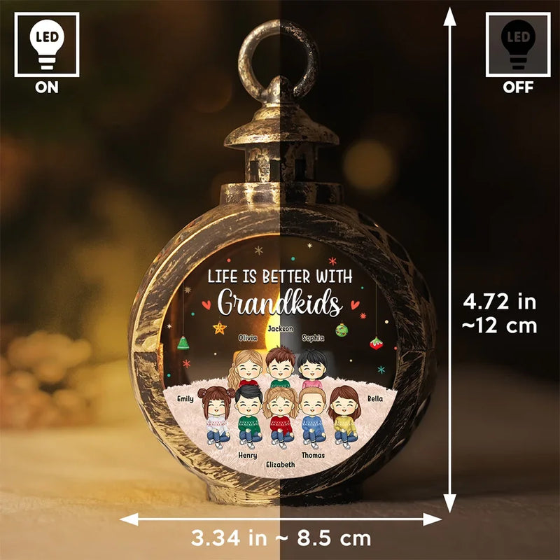 Custom Name Grandkids Christmas Gifts for Grandparents - Personalized Candlelight Lantern Ornament