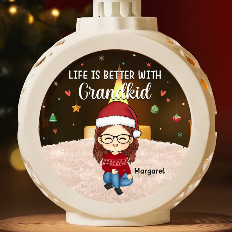 Custom Name Grandkids Christmas Gifts for Grandparents - Personalized Candlelight Lantern Ornament