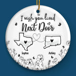 Custom Name Long Distance Friendship Christmas Gifts - Personalized Ceramic Ornament