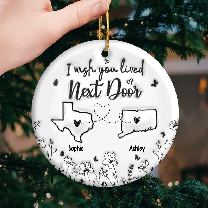 Custom Name Long Distance Friendship Christmas Gifts - Personalized Ceramic Ornament