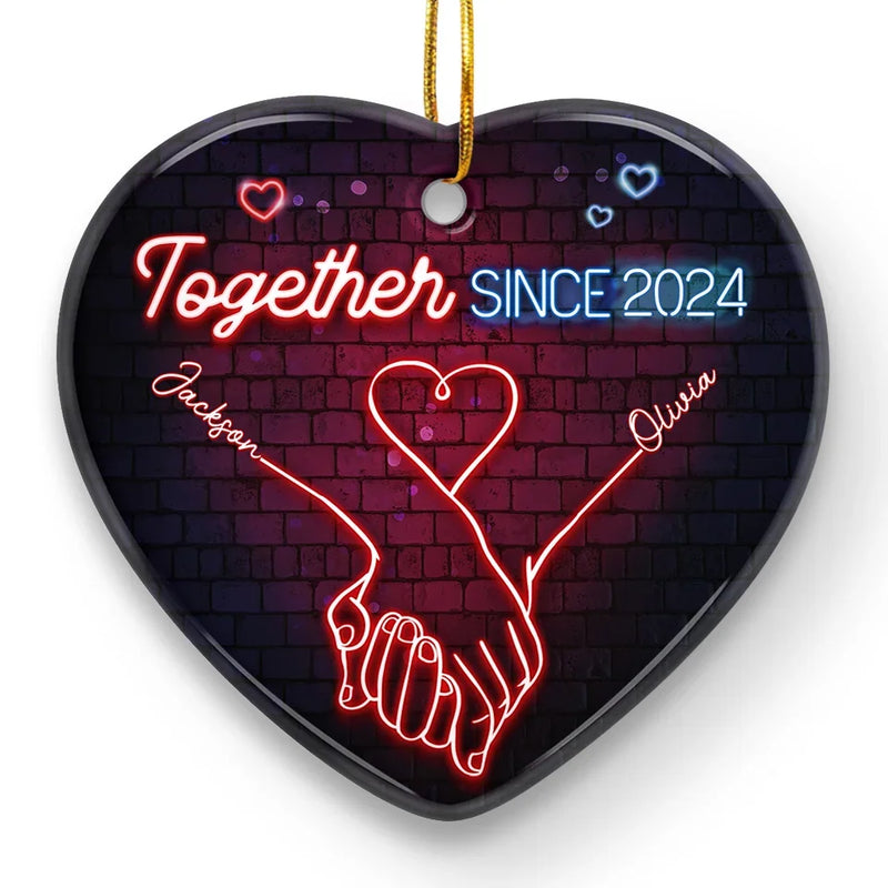 Together, We’ll Make Every Moment Count - Couple Personalized Custom Ornament - Ceramic Heart Shaped - Christmas Gift For Husband Wife, Anniversary
