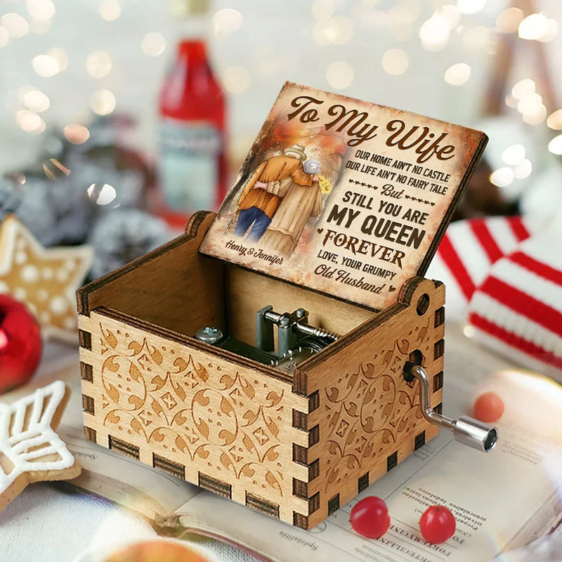 You Are My Queen Forever - Couple Personalized Custom Music Box - Christmas Gift For Husband Wife, Anniversary