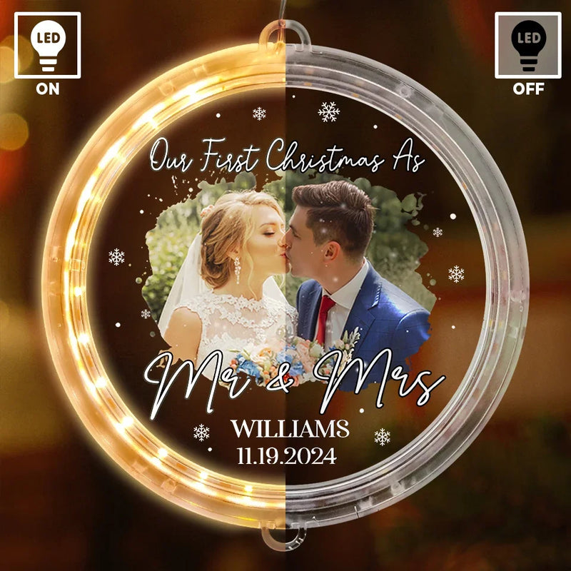 Custom Photo Our First Christmas Together - Couple Personalized Custom LED Pendant Light Ornament - Christmas Gift For Husband Wife, Anniversary, First Christmas