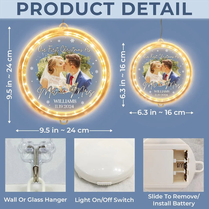 Custom Photo Our First Christmas Together - Couple Personalized Custom LED Pendant Light Ornament - Christmas Gift For Husband Wife, Anniversary, First Christmas
