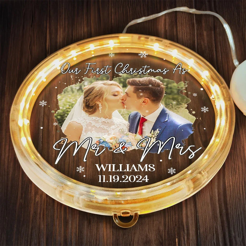 Custom Photo Our First Christmas Together - Couple Personalized Custom LED Pendant Light Ornament - Christmas Gift For Husband Wife, Anniversary, First Christmas