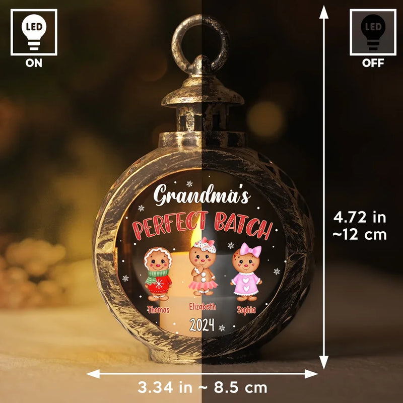 Grandma's Perfect Batch - Family Personalized Custom Candlelight Lantern Ornament - Christmas Gift For Mom, Grandma