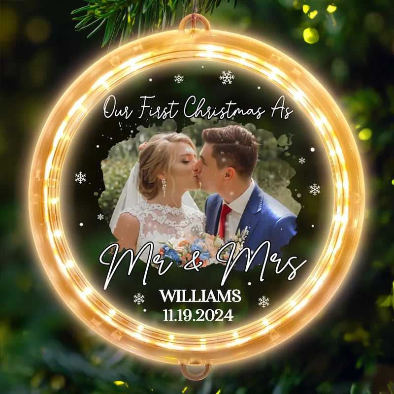 Custom Photo Our First Christmas Together - Couple Personalized Custom LED Pendant Light Ornament - Christmas Gift For Husband Wife, Anniversary, First Christmas