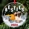 Custom Photo This Christmas Will Be With You - Bestie Personalized Custom Circle Glass Ornament - Christmas Gift For Best Friends, BFF, Sisters, Coworkers