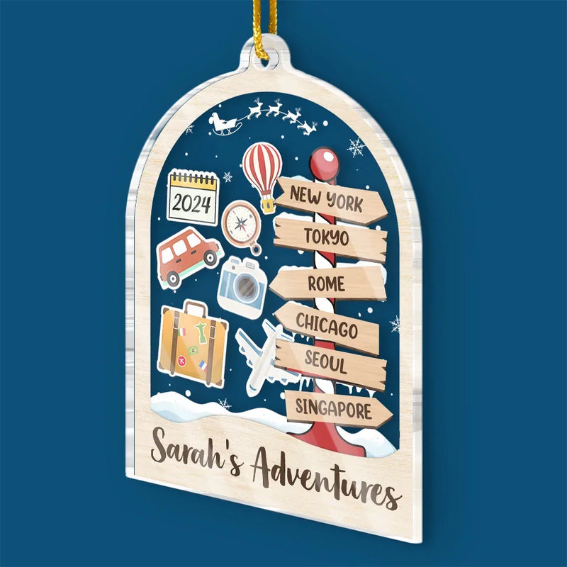 Custom Name Travel Adventure Christmas Gifts - Personalized Ornament