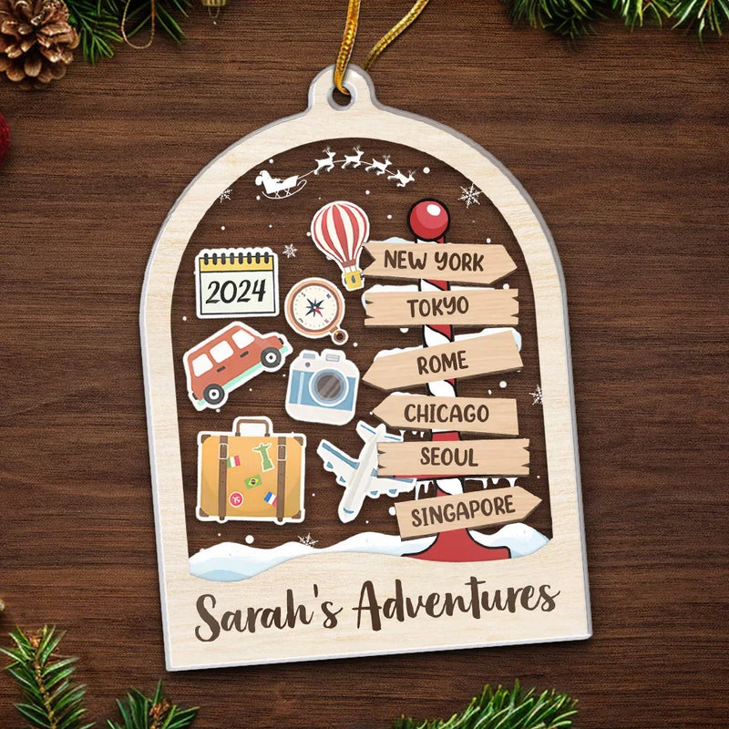 Custom Name Travel Adventure Christmas Gifts - Personalized Ornament