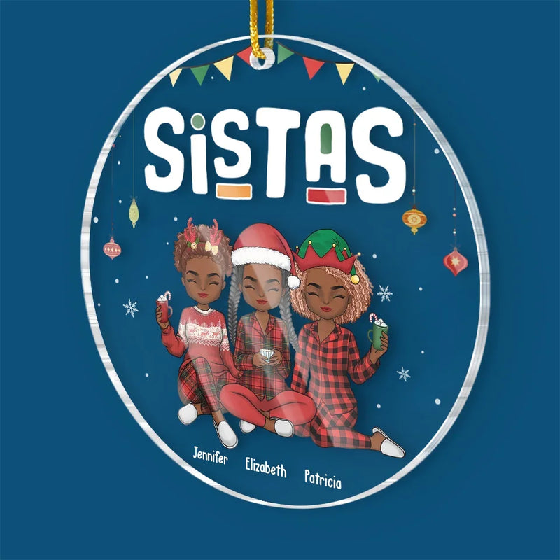 Let's Be Naughty And Save Santa The Trip - Bestie Personalized Custom Ornament - Acrylic Custom Shaped - Christmas Gift For Best Friends, BFF, Sisters