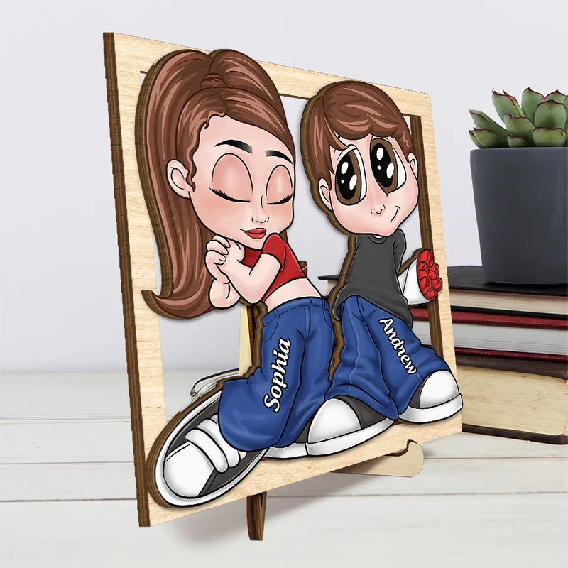 Together We Can Face Anything That Comes - Couple Personalized Custom 2-Layered Wooden Plaque With Stand - Gift For Husband Wife, Anniversary