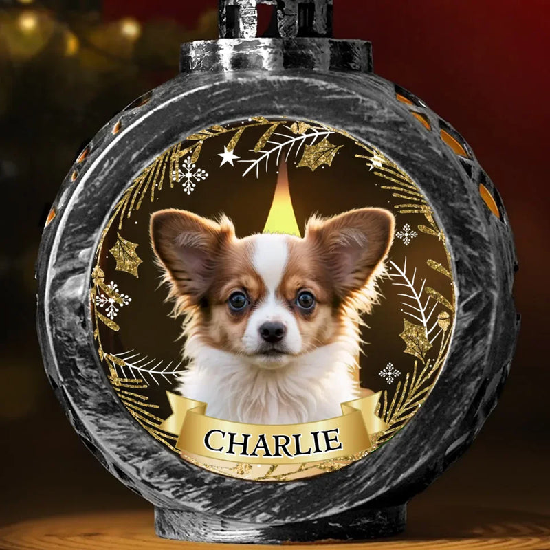 Custom Photo No Longer By My Side, But Forever In My Heart - Memorial Personalized Custom Candlelight Lantern Ornament - Sympathy Gift, Christmas Gift For Pet Owners, Pet Lovers