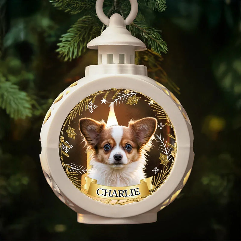 Custom Photo No Longer By My Side, But Forever In My Heart - Memorial Personalized Custom Candlelight Lantern Ornament - Sympathy Gift, Christmas Gift For Pet Owners, Pet Lovers