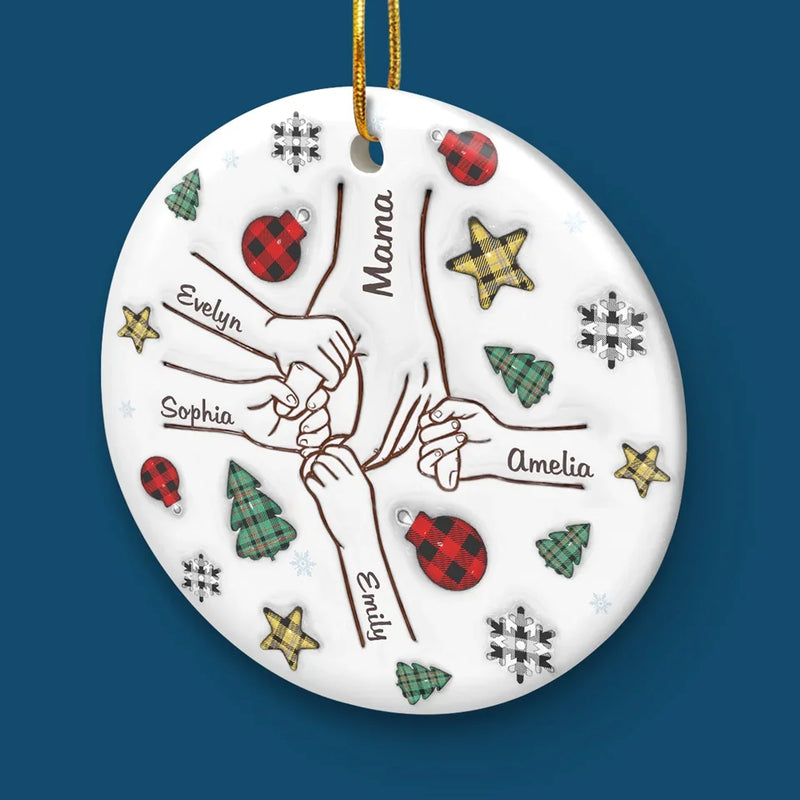 Custom Name Christmas Family Gifts for Mama - Personalized Ceramic Ornament