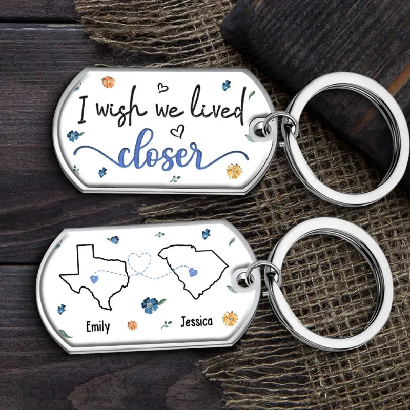 Even Though We're Far Apart, You're Always Right Here In My Heart - Bestie Personalized Custom Keychain - Gift For Best Friends, BFF, Sisters