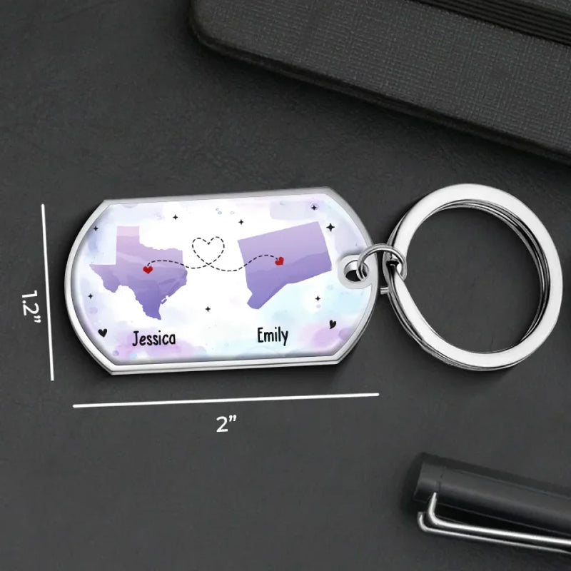 A True Friendship Is A Journey Without End - Bestie Personalized Custom Keychain - Gift For Best Friends, BFF, Sisters