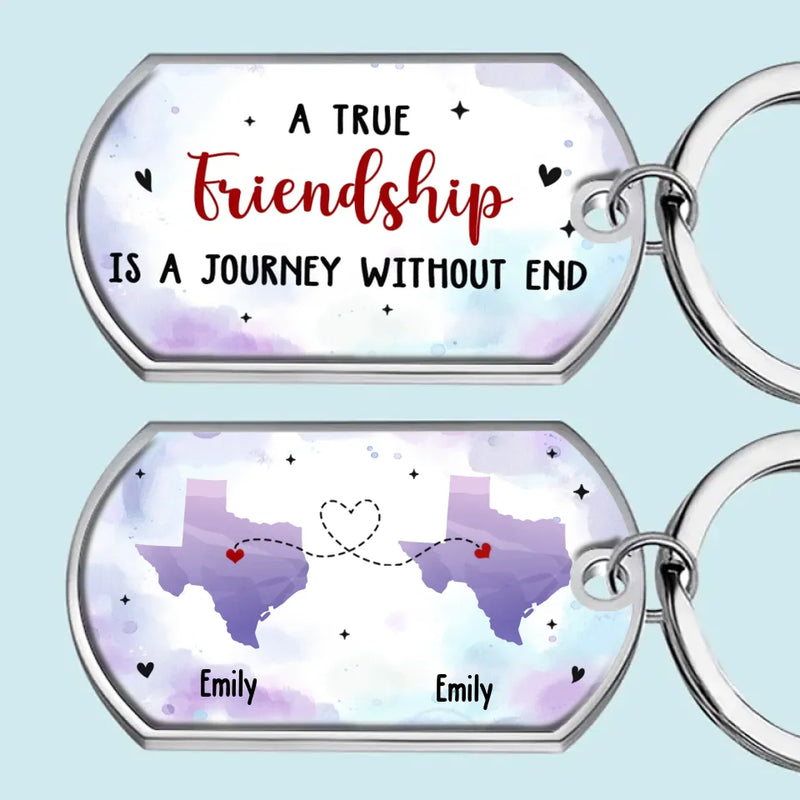 Custom Name Long Distance Friendship Gifts for Best Friends - Personalized Keychain