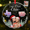 Custom Photo True Friendship Lasts, No Matter The Distance - Bestie Personalized Custom Circle Glass Ornament - Christmas Gift For Best Friends, BFF, Sisters