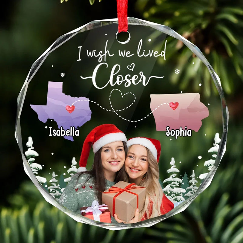 Custom Photo True Friendship Lasts, No Matter The Distance - Bestie Personalized Custom Circle Glass Ornament - Christmas Gift For Best Friends, BFF, Sisters