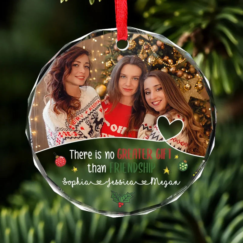 Custom Photo We Are Besties For Life - Bestie Personalized Custom Circle Glass Ornament - Christmas Gift For Best Friends, BFF, Sisters